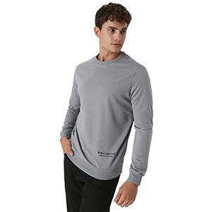 TRENDYOL Heren sweatshirt – zwart – standaard, grijs, S, grijs.
