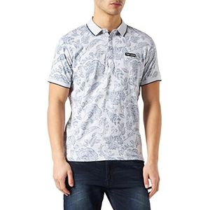 Teddy Smith - Pasy 2 MC - heren poloshirt - casual - wit gemêleerd/micro print, Wit Melange/All Over