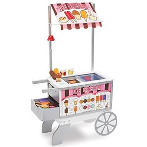 Melissa & Doug Wooden Snacks and Sweets Food Cart - 40+ Play Food Pcs, Omkeerbaar Awning