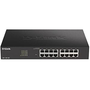 D-Link DGS-1100-16V2/E Smart Gigabit 16-poorts beheerbare switch met VLAN-ondersteuning, laag 2-functies, QoS, 802.3az EEE - EU-netsnoer, zwart