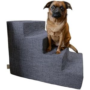 Best Pet Supplies Trappen voor kleine honden en katten, draagbare schuimrubberen treden voor bank en hoog bed, uitgebalanceerde antislip houder voor binnen, zonder montage, linnen grijs