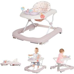 Leogreen 3-in-1 babyloopwagen met afneembaar muzikaal activiteitenbord, gemakkelijk opvouwbaar, babywalker met instelbare snelheid, in hoogte verstelbaar, van 6 tot 18 maanden