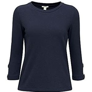 ESPRIT T-shirt met knopen van 100% katoen, Navy Blauw