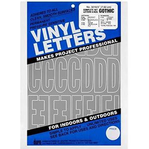 Graphic Products Letters en cijfers van vinyl, zelfklevend, permanent, 7,6 cm, 160/kg, zilverkleurig