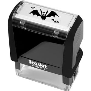 Trodat - Printy 4910 decoratieve stempel, zelfkleurend, Halloween-collectie, PIPISTRELLO, stempelkleur zwart, incl. patroon in zwart