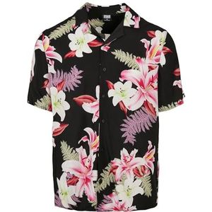 Urban Classics AOP Resort Hawaiiaans overhemd voor heren, viscose, met bloemenprint en omgeslagen kraag, in 2 kleuren, S tot 5XL, Darkjungle