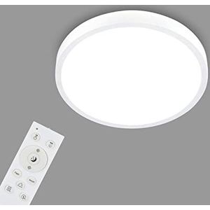 BRILONER - LED plafondlamp RGBW, LED plafondlamp dimbaar, lichtkleur in neutraal wit, tafellamp, afstandsbediening, wit, Ø 380x50mm