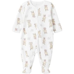 NAME IT Nbfnightsuit W/F Rabbit Noos Slaappak Baby Meisjes, Stralend wit.