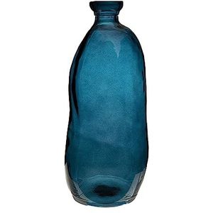 Atmosphera bloemenvaas Pisa - Organische fles vorm - blauw transparant - glas - H36 x D15 cm