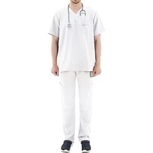 Misemiya - Unisex sanitair uniform (Performance Twill 72% polyester, 21% rayon, 7% spandex) - sanitaire uniformen, wit