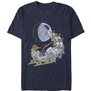 Star Wars Vader Sleigh Organic T-shirt met korte mouwen uniseks, Navy Blauw