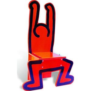 VILAC - Spelletjes en speelgoed - poefs - houten stoel - grafisch - iconisch ontwerp - rood - Keith Harding - stoel voor kinderen vanaf 3 jaar - Made in France - 9295