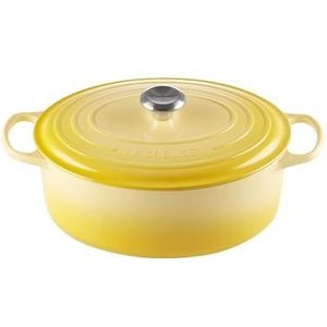 LE CREUSET Kenmerkende geëmailleerde gietijzeren ronde braadpan met deksel, 31 cm, 6,3 liter, zonnegeel, 211783140