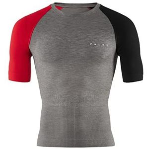 FALKE T-shirt de sport Impulse Running - Matériau fonctionnel pour homme - Gris - Respirant - Manches courtes - Avec compression et picots en silicone - Pour massage musculaire - 1 pièce