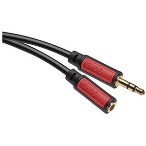 EMOS 3,5 mm stereo jack kabel en bus (M-male/F mannelijk) 2,5 m AUX-kabel/audiokabel voor iPhone, smartphone, iPad, tablet, MP3-speler, stereo, hoofdtelefoon, zwart
