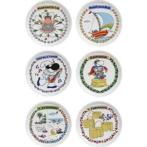 Excelsa Mordillo Set van 6 pizzaborden, diameter 31 cm, porselein, meerkleurig