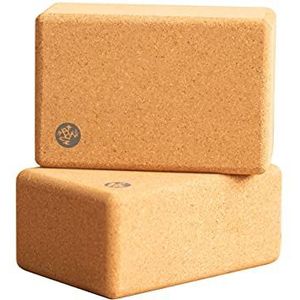 Manduka Cork yogablok, 2 stuks, duurzaam materiaal, draagbaar en gemakkelijk te grip, comfortabele randen