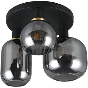 Trio Leuchten Plafondlamp DIVA 619800332, metaal mat zwart, verchroomd glas, excl. 3x E27