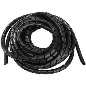 Enrouleur de câble en spirale noir de 6 mm x 10 m, parfait pour organiser et protéger les câbles à la maison ou au bureau.