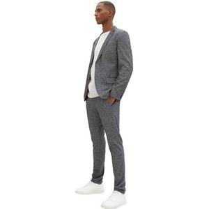 TOM TAILOR 1037546 Heren Slim Fit Piqué chino Joggingbroek met elastische tailleband (1 stuk), Grijs gemêleerd 34045