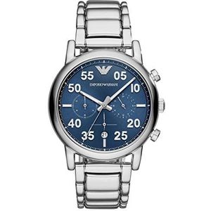 Emporio Armani Chronograaf kwarts polshorloge met roestvrij stalen armband AR1132, zilver, Eén maat, armband, zilver., taille unique, Armband