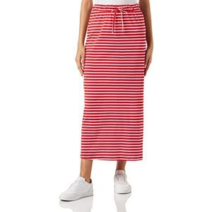 Vila Vidarling HW Maxi Skirt-Noos Jupe Longue Femme, Flame Scarlet/Stripes : Optical Snow, XL