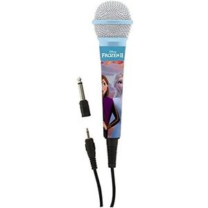 Lexibook Microfoon Disney Frozen Elsa, Jack 3,5 en adapter 6,3 mm, hoge gevoeligheid, zingen met kinderen of vrienden, blauw, MIC100FZ