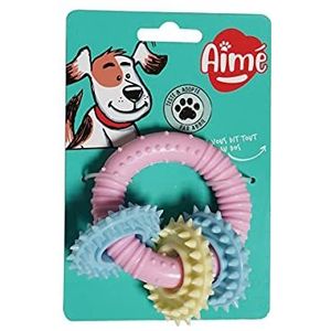Aimé Aime Love Hondenspeelgoed, Ring Speelgoed, Tandheelkundig Speelgoed Kleine Hond En Puppy, Dim. 10cm, Pastelkleur voor Hond Speelgoed Kauwhond