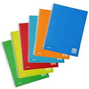 Blasetti One Color Notitieblok, 80 vellen, meerkleurig, A4, 80 vellen, meerkleurig, A4, 80 g/m², gelinieerd papier, spiraalbinding