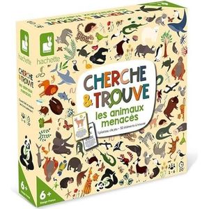 Janod - Zoeken en vinden van kwetsbare dieren – gezelschapsspel – observatie- en denkspel – ideaal voor het ontdekken en herkennen van 50 dieren – van 1 tot 6 spelers, vanaf 6 jaar, J02427