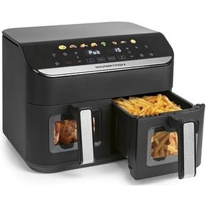 GOURMETmaxx AirGenius Friteuse à air chaud, 9 l, 2 x 4,5 l, avec 8 programmes, 2 plats en même temps, pour max. 8 personnes, écran tactile multicolore