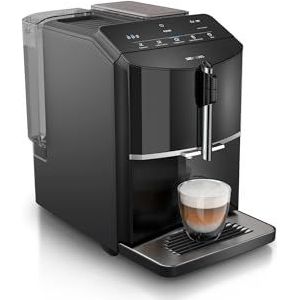 Siemens Electroménager EQ300 TF301E19 Volautomatische koffiemachine voor vele koffiespecialiteiten, melkopschuimer, keramische molen, OneTouch functie 1300 W, pianozwart