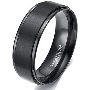 Zakk Ring voor heren en dames, titanium, verlovingsringen, trouwringen, zwart, geborsteld, 4 mm, 6 mm, 8 mm, Titanium