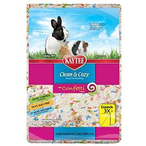 Kaytee Clean & Cozy Super absorberend papieren beddengoed voor kooien, hamsters, gerbilles, muizen, konijnen, cavia's, 49,2 liter, confetti