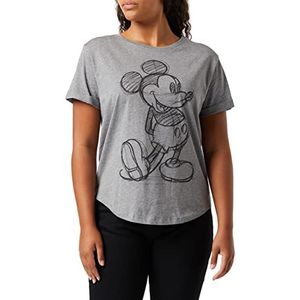 Disney Mickey Sketch Cropped Crew Pullover voor dames, grijs.