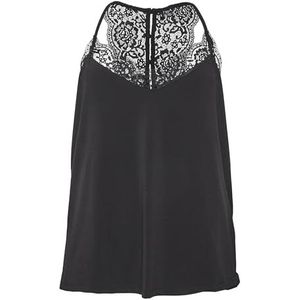 VERO MODA Curve Vmana T-shirt voor dames S/L Lace Top Ga Curve, zwart.