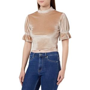 NALLY T-shirt en velours pour femme, beige, XS