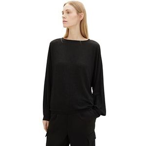 TOM TAILOR T-shirt à manches longues pour femme, 14482 - Deep Black., XXL