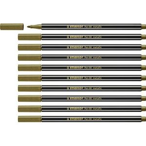 STABILO Pen 68 premium metallic viltstiften, goudkleurig, 10 stuks