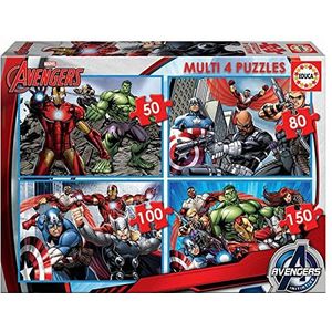 Educa Borras - Avengers. 4 progressieve puzzels voor kinderen. 50/80/100/150 stukjes. +5 jaar. Ref. 16331