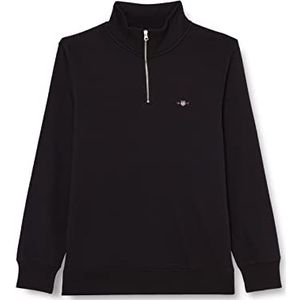 GANT Reg Shield Sweatshirt voor heren, lange mouwen, korte ritssluiting, zwart, XS, zwart.