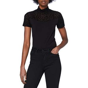 Urban Classics Flock Lace Turtleneck T-shirt voor dames, zwart.