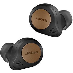 Jabra Elite 85t True Wireless, actieve ruisonderdrukkende draadloze koptelefoon, lange batterijduur en krachtige oordopjes, draadloze oplaadcase, koper zwart