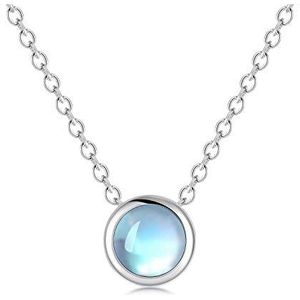 CUOKA MIRACLE Maansteen ketting van 925 sterling zilver, maansteen hanger, cadeau voor dames en kinderen, Sterling Zilver