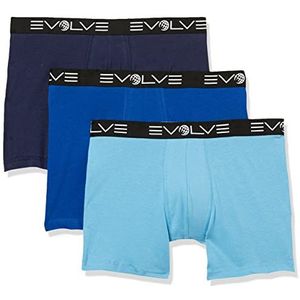 Evolve Cotton Stretch boxershorts van 15 cm voor heren, Varsity Navy/Surf the Web/Alaskan Blue