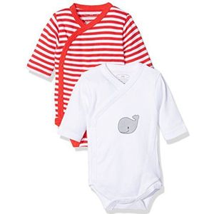 Playshoes Schnizler Set van 2 uniseks babyrompertjes met lange mouwen, 8 - rood, 62, 8 - Rood