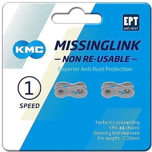 KMC E1 Single Speed EPT MissingLink Unisex aansluitband donkerzilver (3/32 inch)