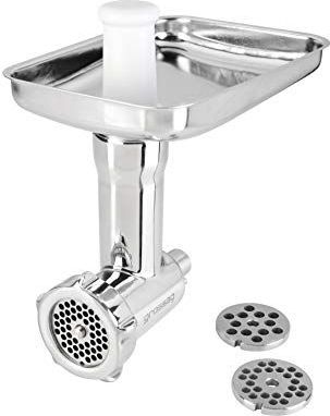 grossag Vleesmolen van roestvrij staal, geschikt voor Kitchen Aid keukenmachine, accessoires voor KitchenAid KFW 500 vleesmolen met 3 geperforeerde schijven