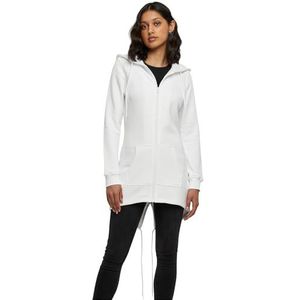 Build Your Brand Damesparka met capuchon en rits, sweatshirt met capuchon voor dames, Wit