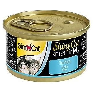 GimCat ShinyCat Kitten in Jelly Thon Natvoer voor jonge katten met vis en taurine, 24 blikjes (24-70 g)